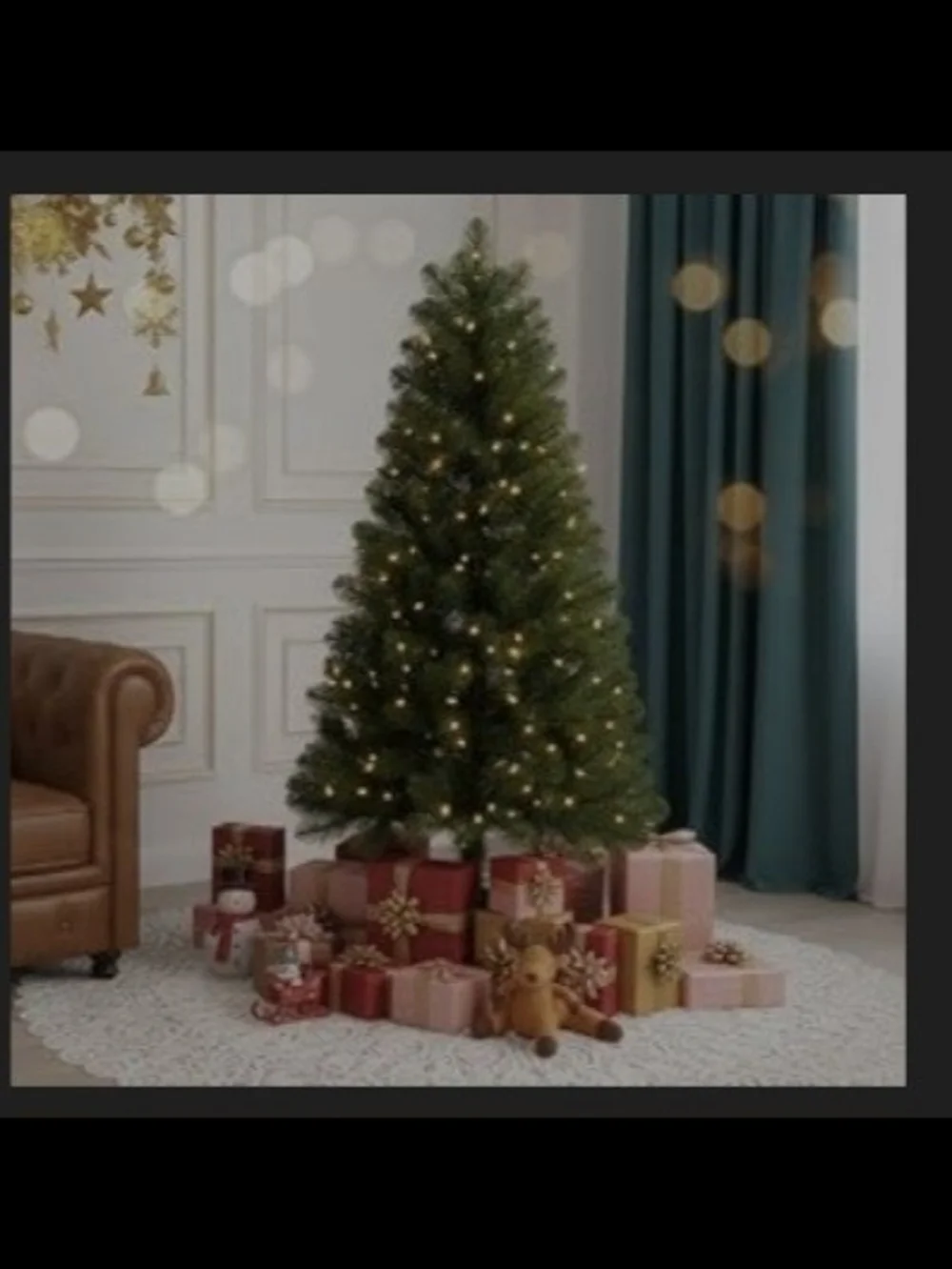 Prelit Green Christmas Tree with Warm White String Lights - Home Holiday